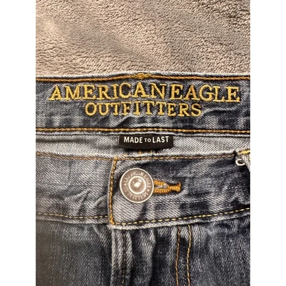 American Eagle Original Straight Jeans Mens 36x34 Blue Denim Fade - Picture 2 of 11